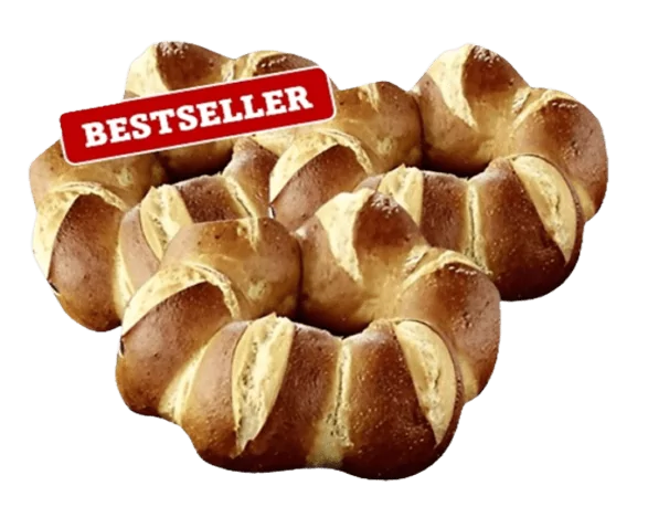 3 Laugenkränze mit 18 Brötchen